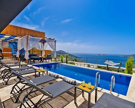 Kalkan Kördere'de Deniz Manzaralı, Özel Havuzlu, 5 Kişilik Villa - 2