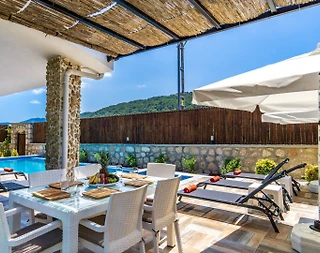 Kaş Sarıbelen'de Doğa Manzaralı, Özel Havuzlu, Lüks Villa - 5