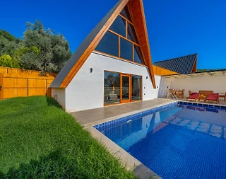 Kaş Üzümlü'de Yeşillikler İçerisinde, Özel Havuzlu, Lüks Bungalov - 5
