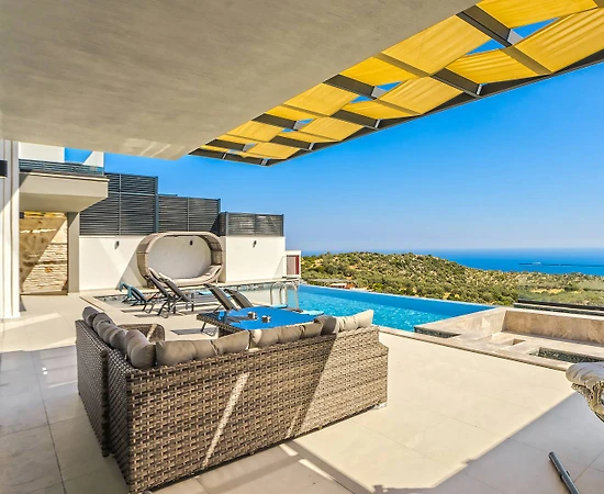 Kaş Bezirgan'da Panoramik Deniz Manzaralı, Özel Havuzlu, 3+1 Villa - 1