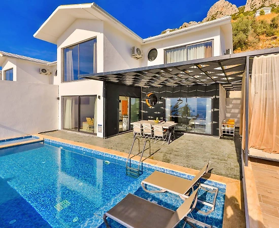 Kaş Bezirgan'da Deniz Manzaralı, Özel Havuzlu, Romantik Balayı Villası - 1