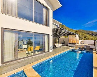 Kaş Bezirgan'da Deniz Manzaralı, Özel Havuzlu, Romantik Balayı Villası - 4
