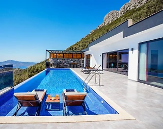 Kaş Bezirgan'da Deniz Manzaralı, Sonsuzluk Havuzlu, 2+1 Villa - 1