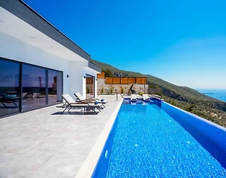 Kaş Bezirgan'da Deniz Manzaralı, Sonsuzluk Havuzlu, 2+1 Villa - 5