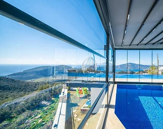 Kalkan Kördere'de Deniz Manzaralı, Kapalı Havuzlu, Jakuzili Kiralık Villa - 5