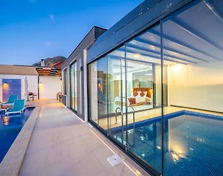 Kalkan Kördere'de Deniz Manzaralı, Kapalı Havuzlu, Jakuzili Kiralık Villa - 2