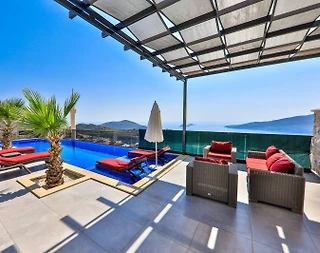 Kaş Bezirgan'da Büyüleyici Deniz Manzaralı, Özel Havuzlu, Kiralık Villa - 2