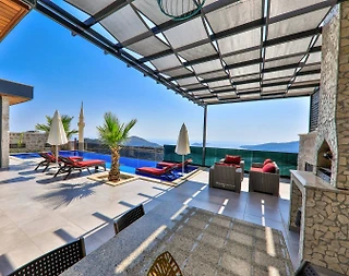Kaş Bezirgan'da Büyüleyici Deniz Manzaralı, Özel Havuzlu, Kiralık Villa - 3