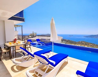 Kaş Bezirgan'da Deniz Manzaralı, Özel Havuzlu, Jakuzili, 3+1 Villa - 2