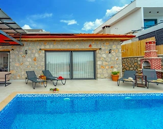 Kaş Bezirgan'da Enfes Deniz Manzaralı, Özel Havuzlu, Taş Villa - 3