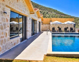 Kaş Bezirgan'da Doğa Manzaralı, Özel Havuzlu, Taş Villa - 4