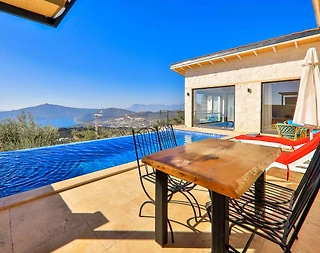 Kaş Bezirgan'da Muhteşem Deniz Manzaralı, Özel Havuzlu, Balayı Villası - 4