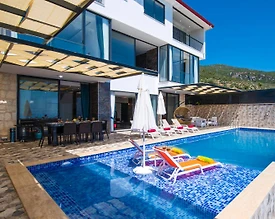 Kaş Bezirgan'da Muhteşem Deniz Manzaralı, Özel Havuzlu, Kiralık Villa - 3