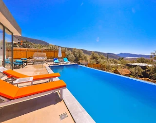 Kaş Çayköy'de Sakin Konumda, Açık ve Kapalı Havuzlu, 2+1 Villa - 5