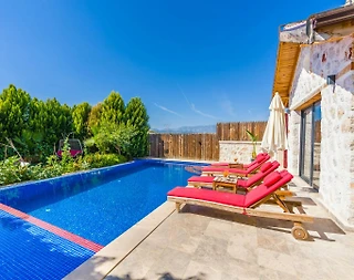 Kaş Çayköy'de Sakin Konumda, Özel Havuzlu, 4 Kişilik Villa - 5