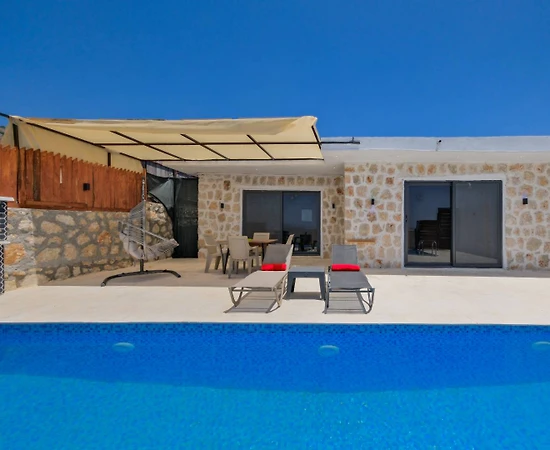 Kaş Çayköy'de Şehirden Uzakta, Özel Havuzlu, Taş Villa - 1