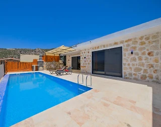 Kaş Çayköy'de Şehirden Uzakta, Özel Havuzlu, Taş Villa - 5