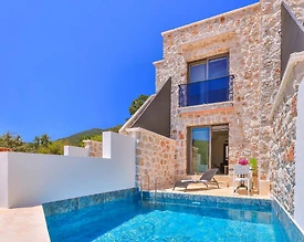 Kaş Çukurbağ'da Doğa Manzaralı, Özel Havuzlu, Taş Villa - 3