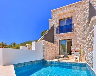 Kaş Çukurbağ'da Doğa Manzaralı, Özel Havuzlu, Taş Villa - 3