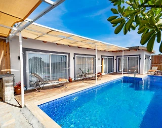 Kaş Gelemiş'te Deniz ve Doğa Manzaralı, Özel Havuzlu, Jakuzili Villa - 5