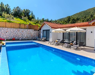 Kaş Hacıoğlan'da Sakin Konumda, Yetişkin ve Çocuk Havuzlu, Taş Villa - 1