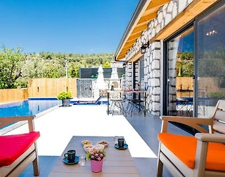 Kaş İslamlar'da Muhteşem Doğada, Özel Havuzlu, Şık Taş Villa - 5