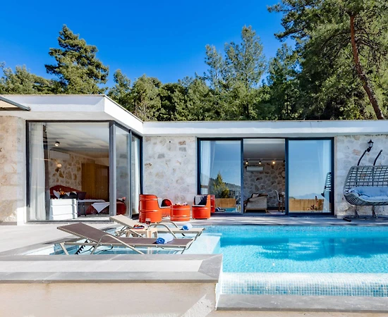 Kaş İslamlar'da Taş Mimarili, Özel Havuzlu, Jakuzili Villa - 1