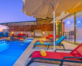 Kaş Bezirgan'da Deniz ve Doğa Manzaralı, Özel Havuzlu, Jakuzili Villa - 3