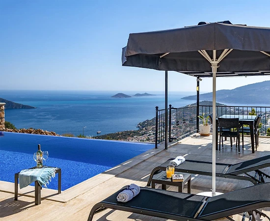 Kaş Kalkan'da Muhteşem Deniz Manzaralı, Sonsuzluk Havuzlu, 3+1 Villa - 1