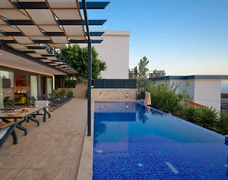 Kaş Kördere'de Deniz Manzaralı, Özel Havuzlu, 6 Kişilik, Şık Villa - 4