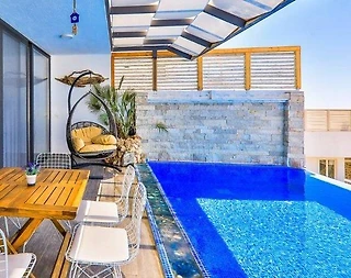 Kalkan Kördere'de Deniz Manzaralı, Özel Havuzlu, Hamamlı Villa - 4
