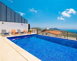Kaş Kördere'de Enfes Deniz Manzaralı, Özel Havuzlu, Kiralık Villa - 2