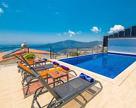 Kaş Kördere'de Enfes Deniz Manzaralı, Özel Havuzlu, Kiralık Villa - 3
