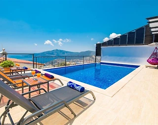 Kaş Kördere'de Enfes Deniz Manzaralı, Özel Havuzlu, Kiralık Villa - 4