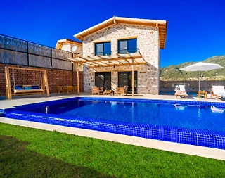 Kaş Sarıbelen'de Enfes Doğa İçerisinde, Özel Havuzlu, Taş Villa - 5