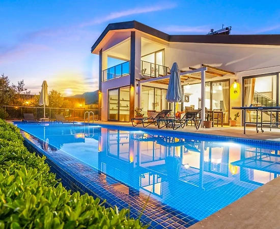 Kaş Sarıbelen'de Doğa Manzaralı, Özel Havuzlu, Lüks Balayı Villası - 1