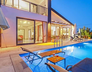 Kaş Sarıbelen'de Doğa Manzaralı, Özel Havuzlu, Lüks Balayı Villası - 5