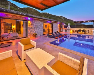 Kaş Sarıbelen'de Eşsiz Doğa Manzaralı, Özel Havuzlu, Jakuzili Villa - 3