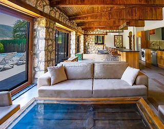 Kaş Sarıbelen'de Muhteşem Doğada, Özel Havuzlu, Taş Villa - 5