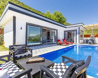 Kaş Sarıbelen'de Sakin Konumda, Özel Havuzlu, Balayı Villası - 1