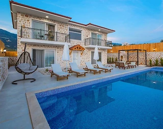 Kaş Üzümlü'de Muhteşem Doğa Manzaralı, Özel Havuzlu, Taş Villa - 5