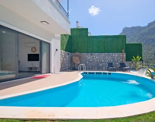 Fethiye Karaağaç'ta Deniz Manzaralı, Özel Havuzlu, Bohem Villa - 4