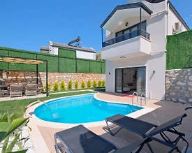 Fethiye Karaağaç'ta Deniz Manzaralı, Özel Havuzlu, Bohem Villa - 2