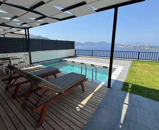 Marmaris Söğüt'te Muhteşem Deniz Manzaralı, Özel Havuz, 1+1 Villa - 1