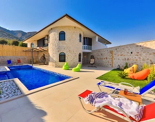 Muğla Seydikemer'de Taş Mimarili, Özel Havuzlu, Saunalı, Kiralık Villa - 3