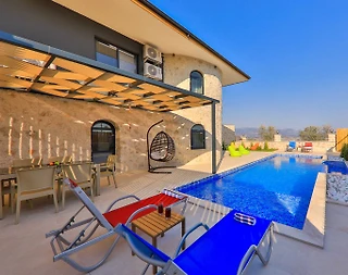 Muğla Seydikemer'de Taş Mimarili, Özel Havuzlu, Saunalı, Kiralık Villa - 4