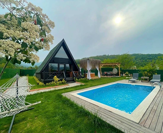 Sapanca Gazipaşa'da Geniş Bahçeli, Isıtmalı Havuzlu, Kiralık Bungalov - 1