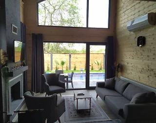 Sapanca'da Çekirdek Ailelere Uygun, Isıtmalı Havuzlu, Şık Bungalov - 5