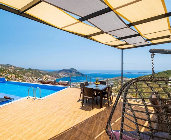 Kaş İslamlar'da Deniz Manzaralı, Özel Havuzlu, Modern Villa - 1