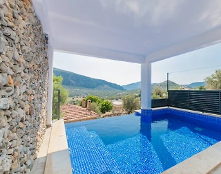 Kaş Bezirgan'da Enfes Doğa Manzaralı, Isıtmalı Havuzlu, Kiralık Suit - 2